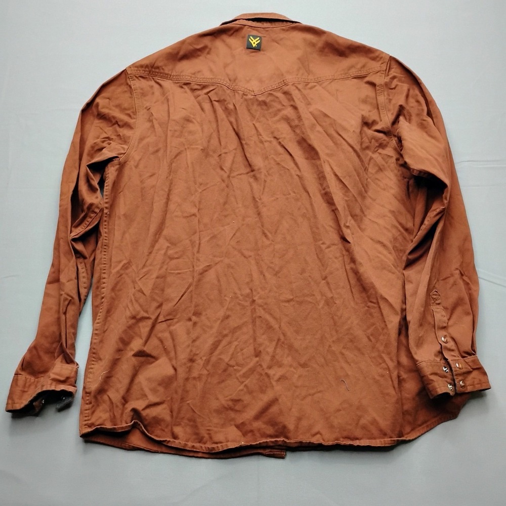 Hawx Work Gear Mens 2XLT Brown Western Pearl Snap Long Sleeve Work Shirt Canvas - Picture 10 of 11